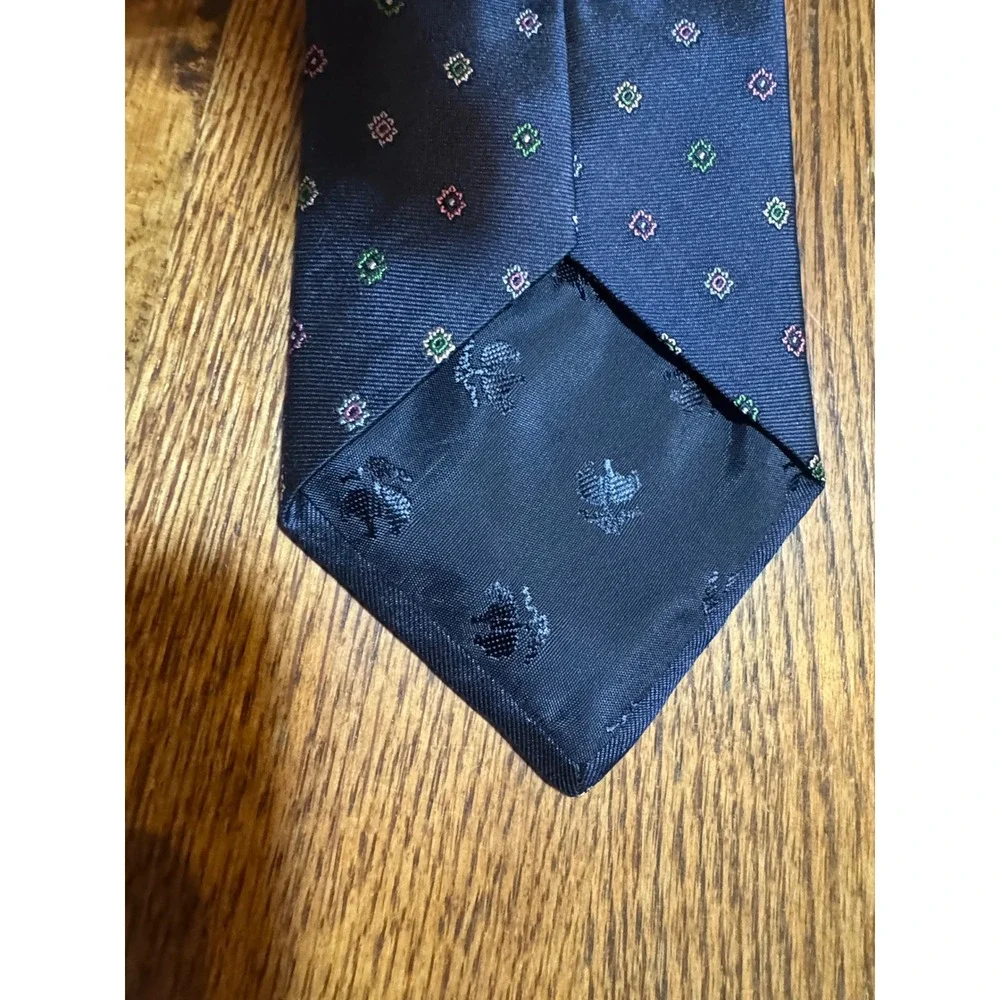 Brooks Brothers Makers Mens Navy Blue Silk‎ Medallion Geometric Necktie Tie